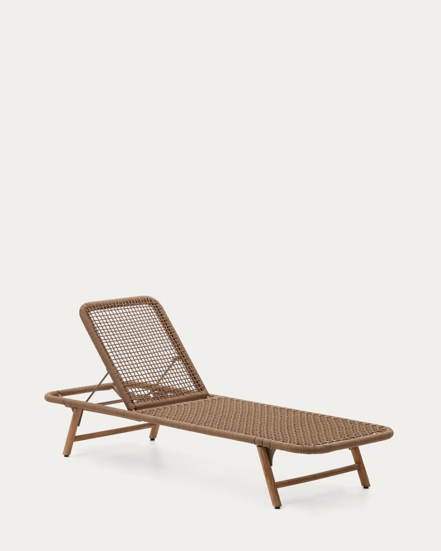 Dandara lounge chair with steel structure, beige cord and solid acacia wood legs FSC 100%