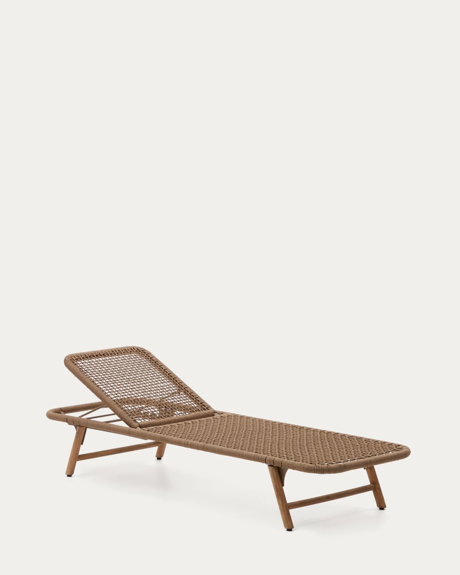 Dandara lounge chair with steel structure, beige cord and solid acacia wood legs FSC 100%
