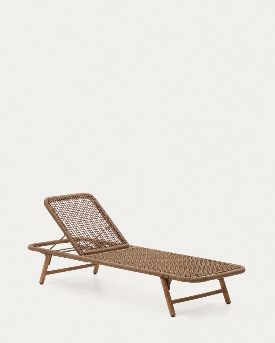 Dandara lounge chair with steel structure, beige cord and solid acacia wood legs FSC 100%