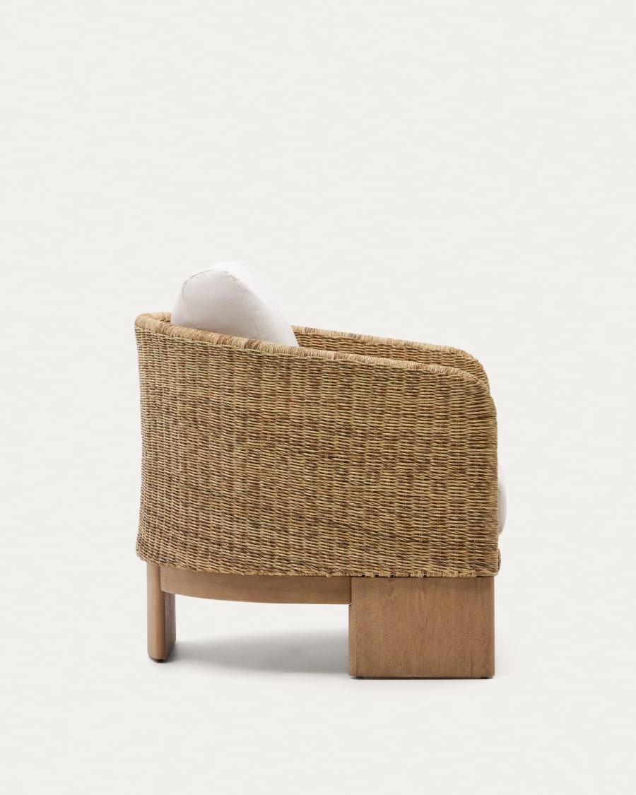 Xoriguer armchair in synthetic rattan and solid eucalyptus wood FSC 100%