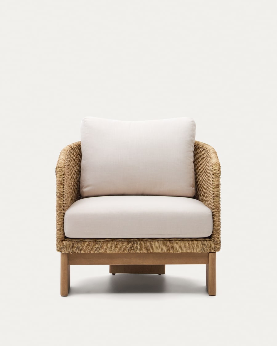 Xoriguer armchair in synthetic rattan and solid eucalyptus wood FSC 100%