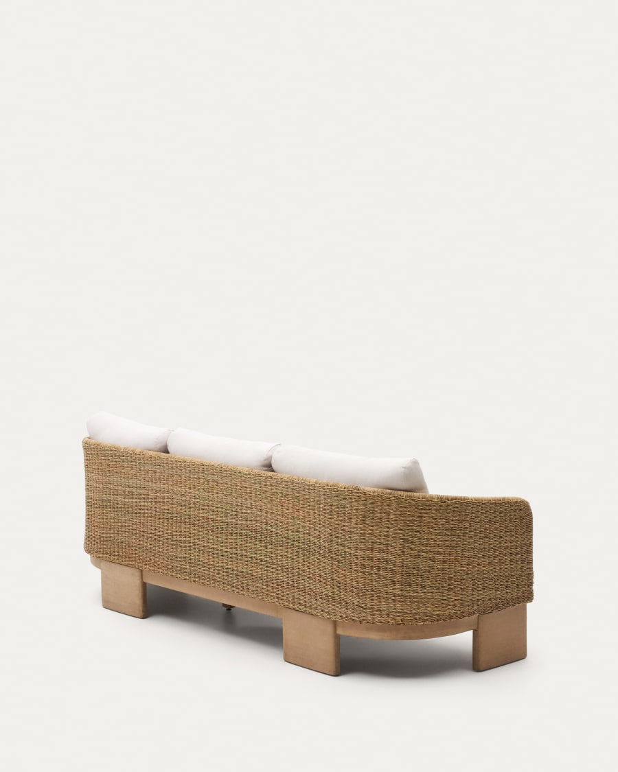 Xoriguer 3-seater sofa in synthetic rattan and solid eucalyptus wood, 223 cm FSC 100%