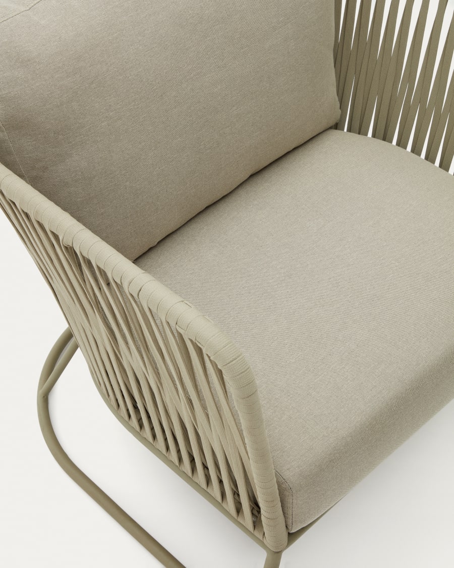 Saconca outdoor armchair made of cord and green galvanised steel