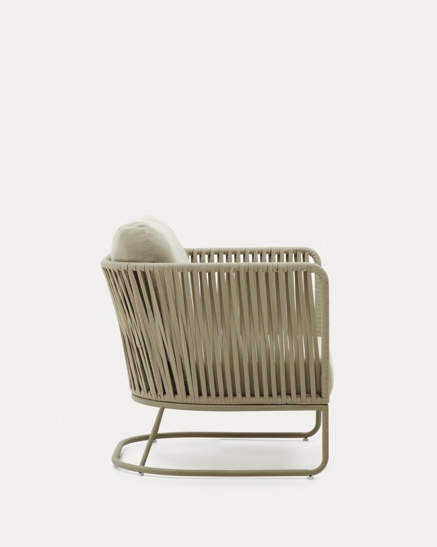 Saconca outdoor armchair made of cord and green galvanised steel