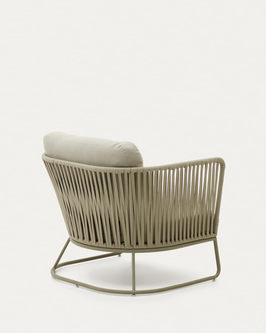 Saconca outdoor armchair made of cord and green galvanised steel
