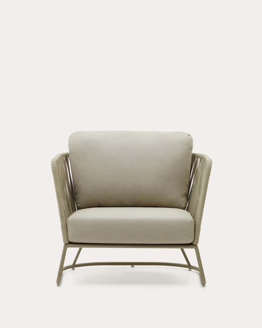 Saconca outdoor armchair made of cord and green galvanised steel