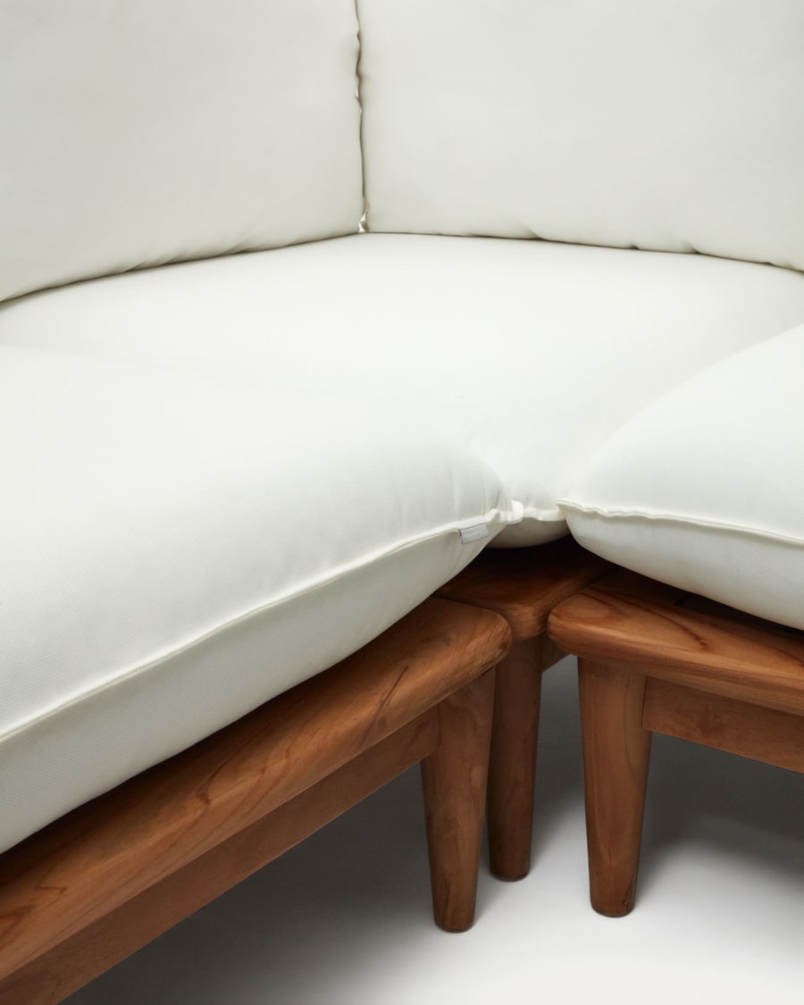Portitxol set of 1 corner armchair, 2 modular armchairs and coffee table in solid teak