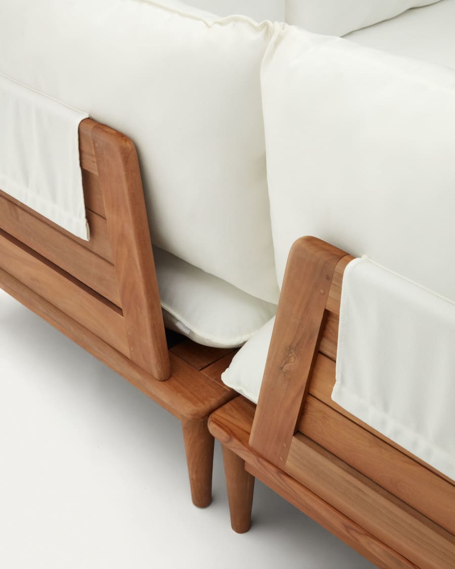 Portitxol set of 1 corner armchair, 2 modular armchairs and coffee table in solid teak