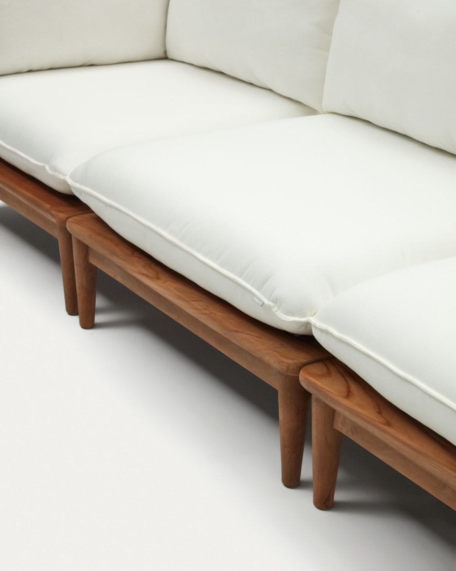 Portitxol set of 2 corner armchairs, 2 armchairs and 2 coffee tables in solid teak