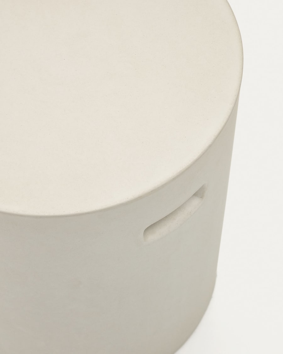 Aiguablava footrest in white cement, Ø 37 cm