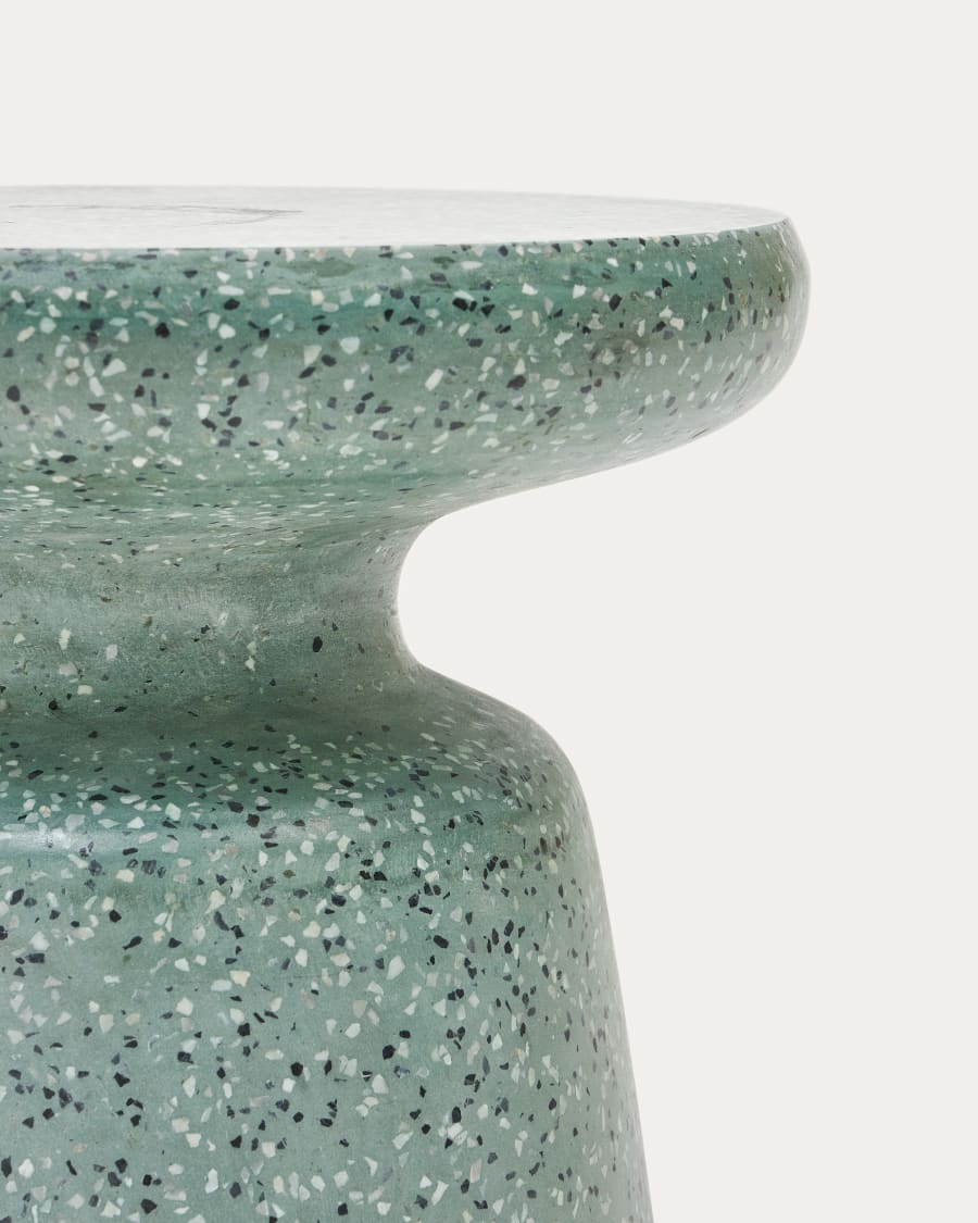 Mesquida outdoor side table in green terrazzo Ø 39 cm