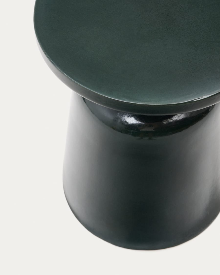 Mesquida outdoor side table made of ceramic with glazed green finish Ø 39 cm