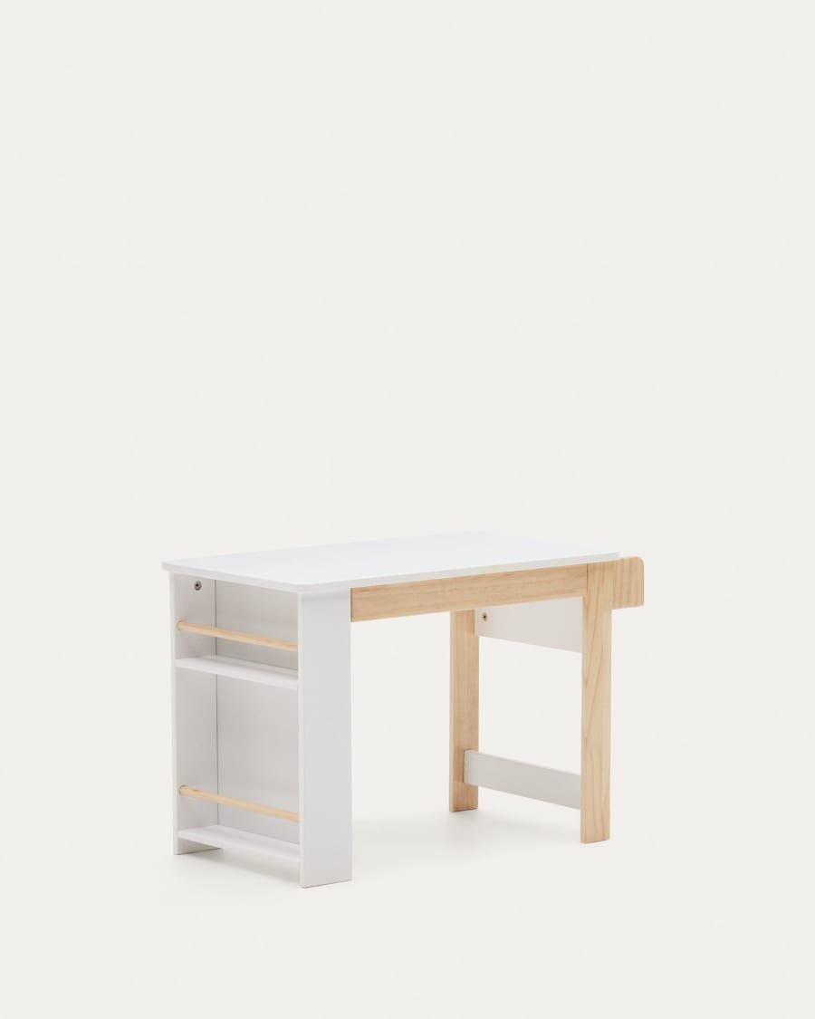 Serwa desk in white MDF and solid pine legs and details