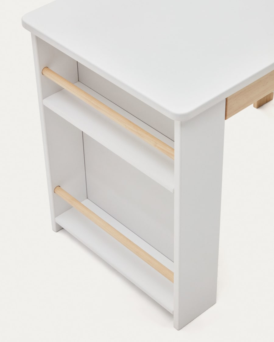 Serwa desk in white MDF and solid pine legs and details