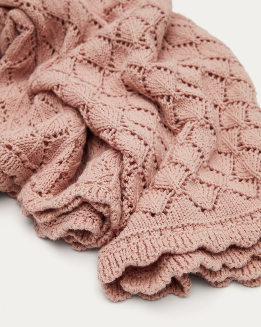 Coperta Ria in maglia rosa 70 x 100 cm