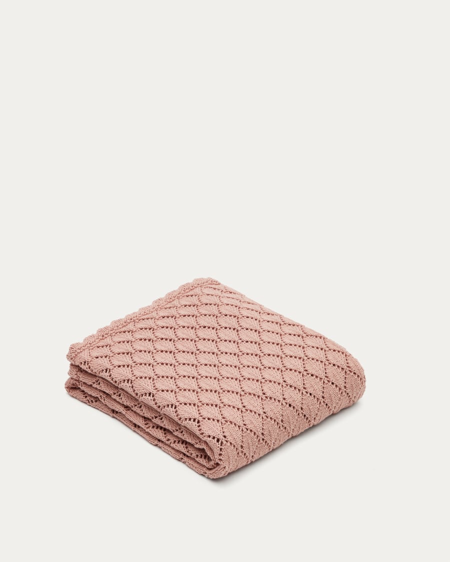 Coperta Ria in maglia rosa 70 x 100 cm