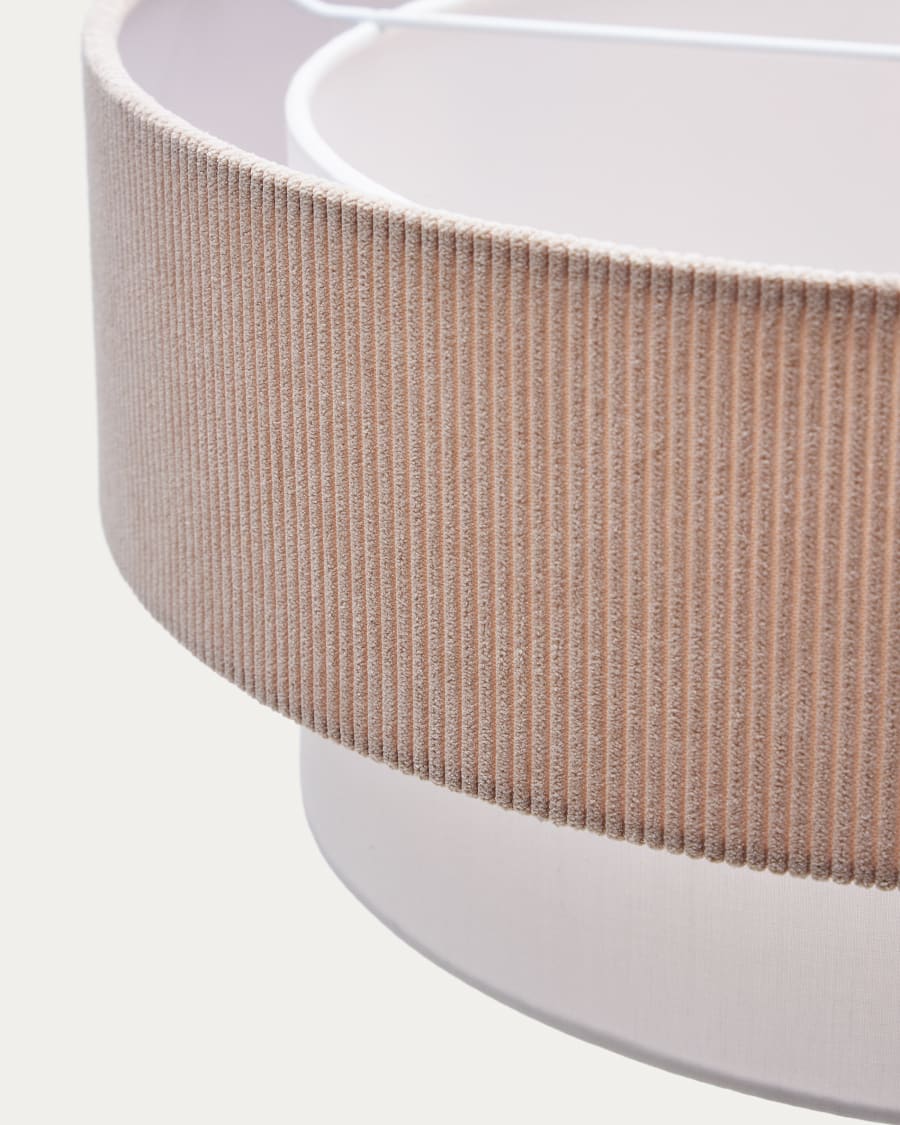 Bianella ceiling lamp in cotton and beige corduroy,  Ø 40 cm.