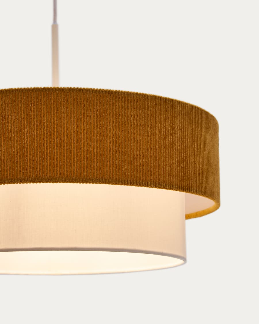 Bianella ceiling lamp in cotton and mustard corduroy, Ø 40 cm