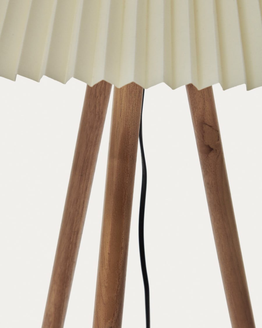 Benicarlo floor lamp in solid rubber wood with a natural, beige finish