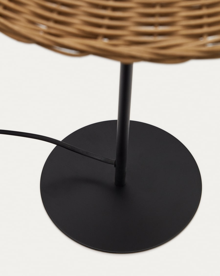 Urania table lamp in rattan and metal with black painted finished