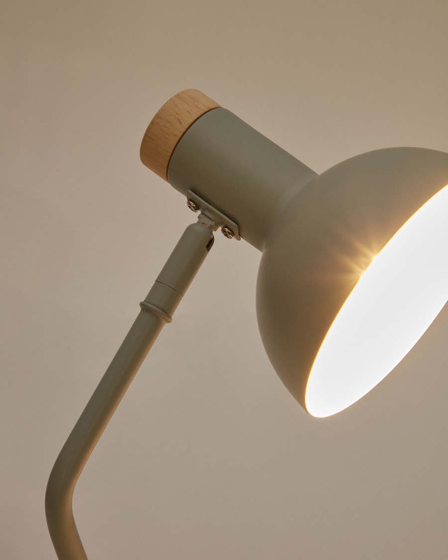 Katia desk lamp in wood and green metal UK