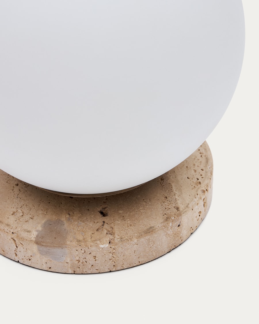 Malachi table lamp with glazed glass and travertine stone