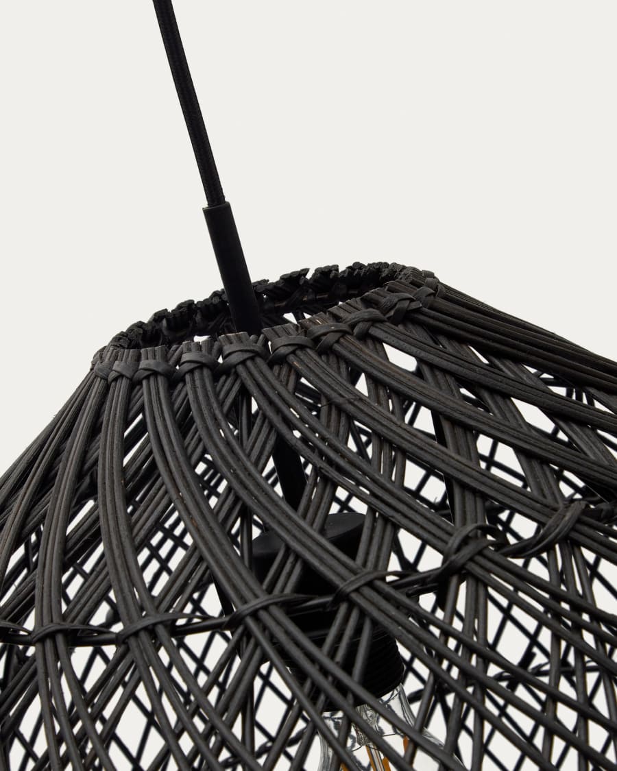 Domitila rattan ceiling lamp shade with black painted finish, Ø 44 cm