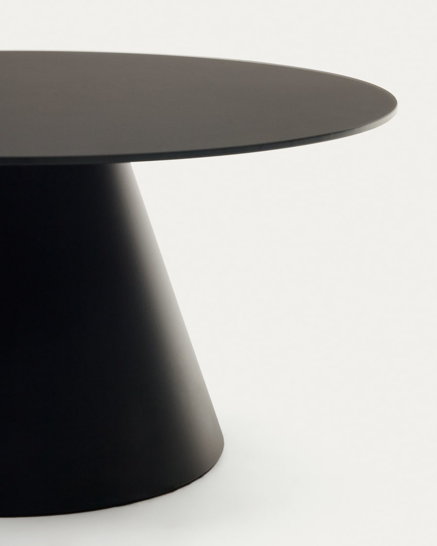 Wilshire tempered glass and metal coffee table with a black finish, Ø 80 cm