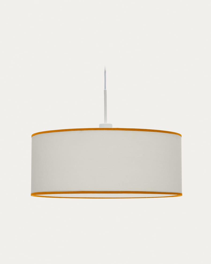 Binisalem ceiling lamp shade in white and mustard, Ø 50 cm
