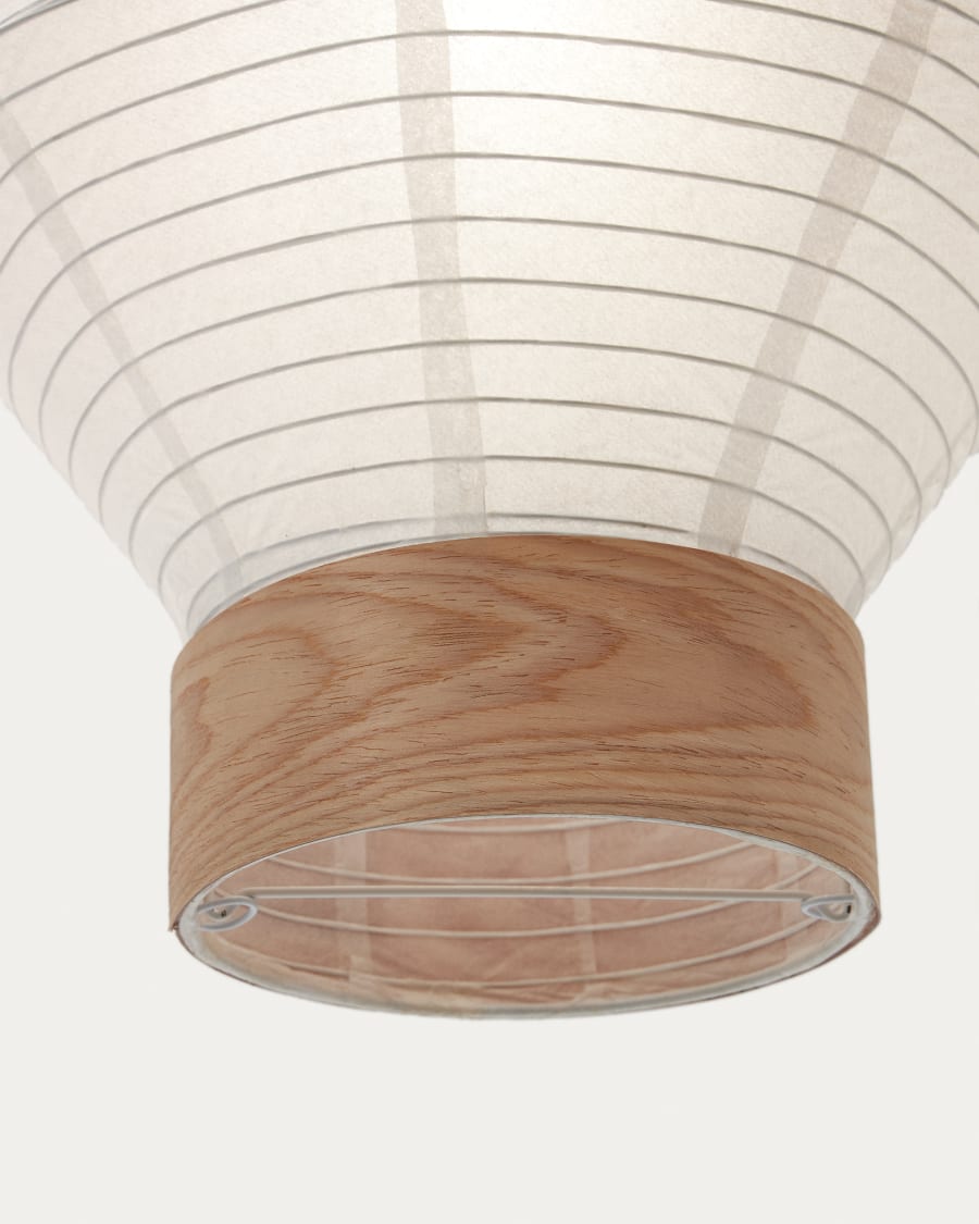 Hila ceiling lamp screen in white paper with natural wood veneer Ø 30 cm