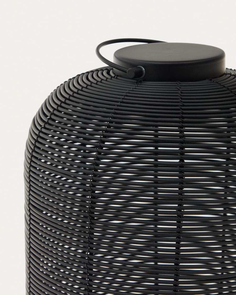 Saranella portable table lamp in black polyrattan