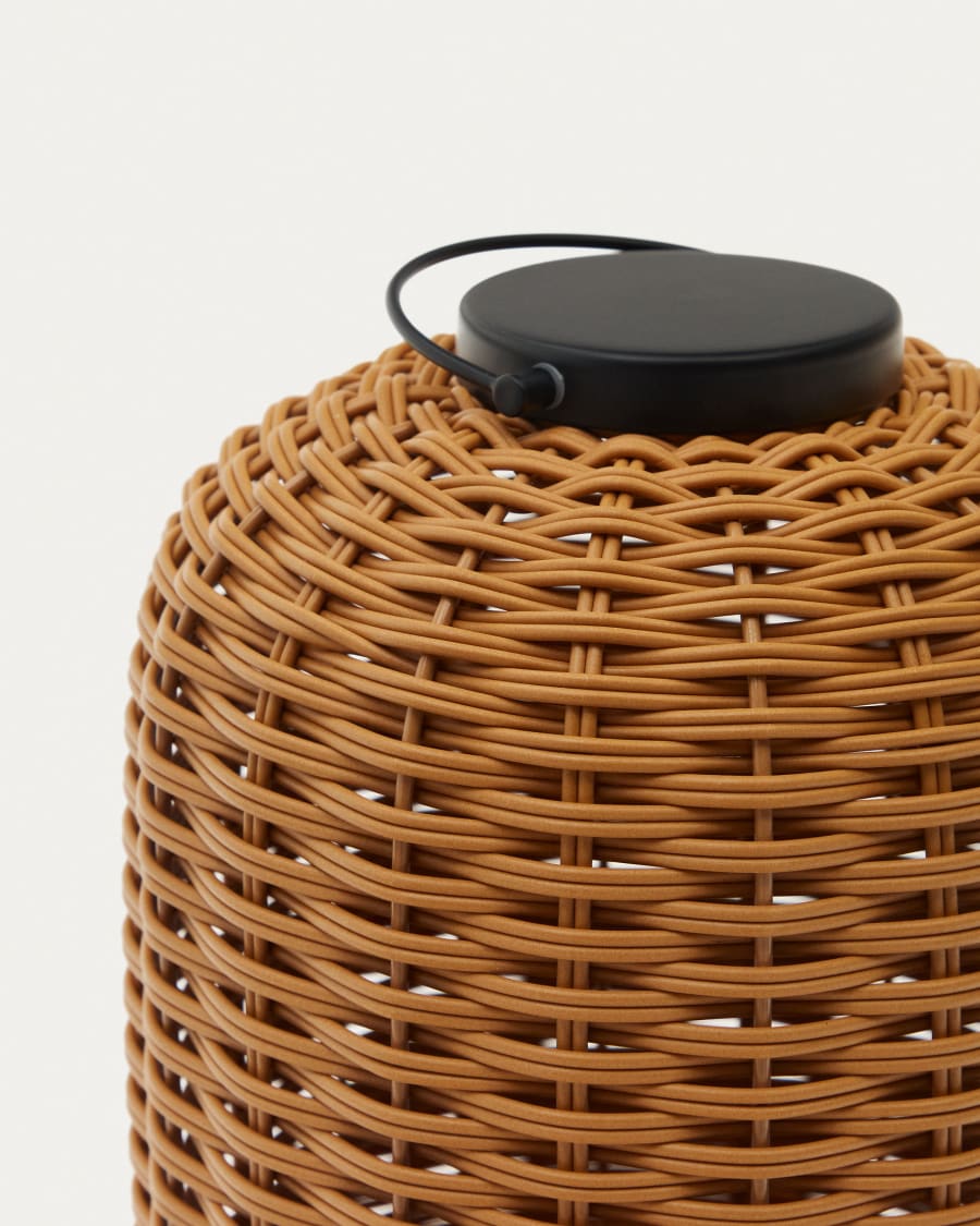 Saranella portable table lamp in brown faux rattan