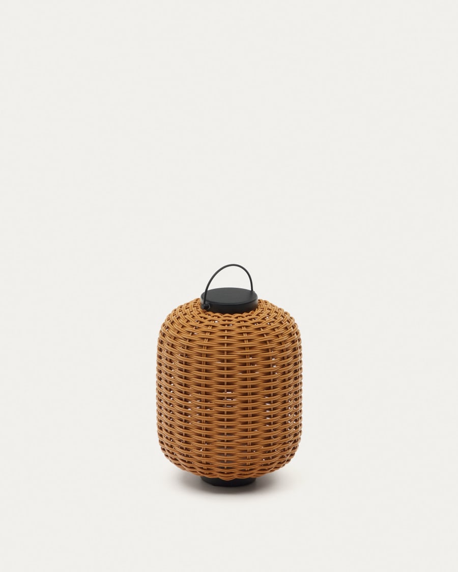Saranella portable table lamp in brown faux rattan