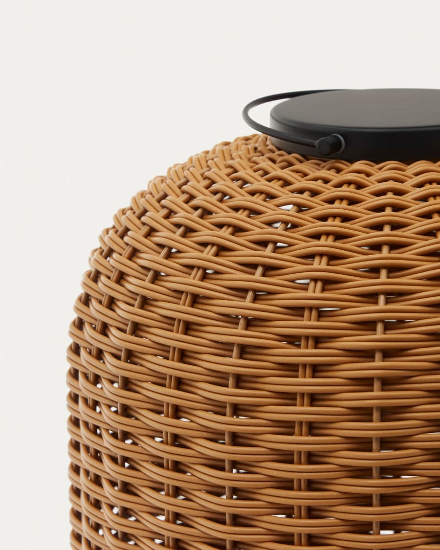 Saranella large portable table lamp in brown polyrattan