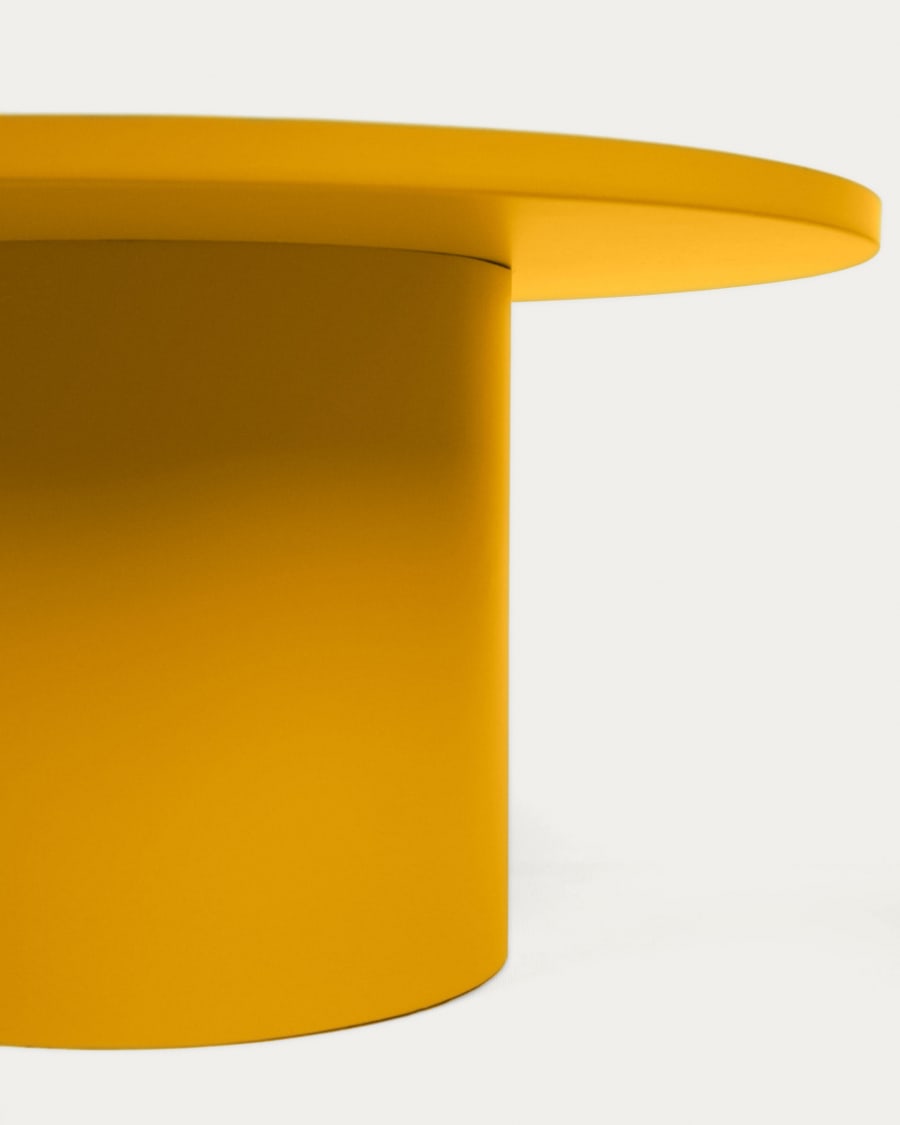 Fleksa round coffee table in mustard metal, Ø 72 cm