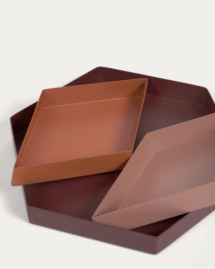 Elides set of 3 trays in multicoloured metal
