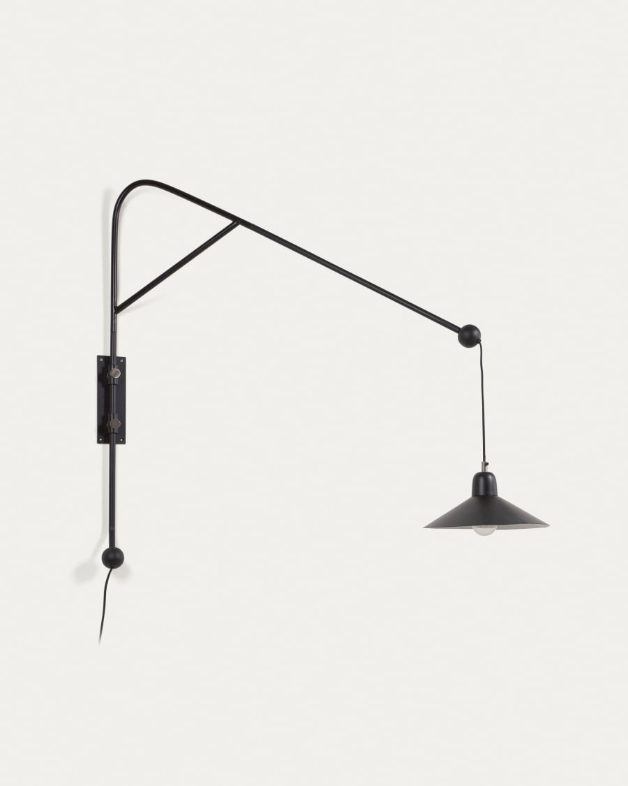 Eleazar wall light in metal with black painted finish UK adapter