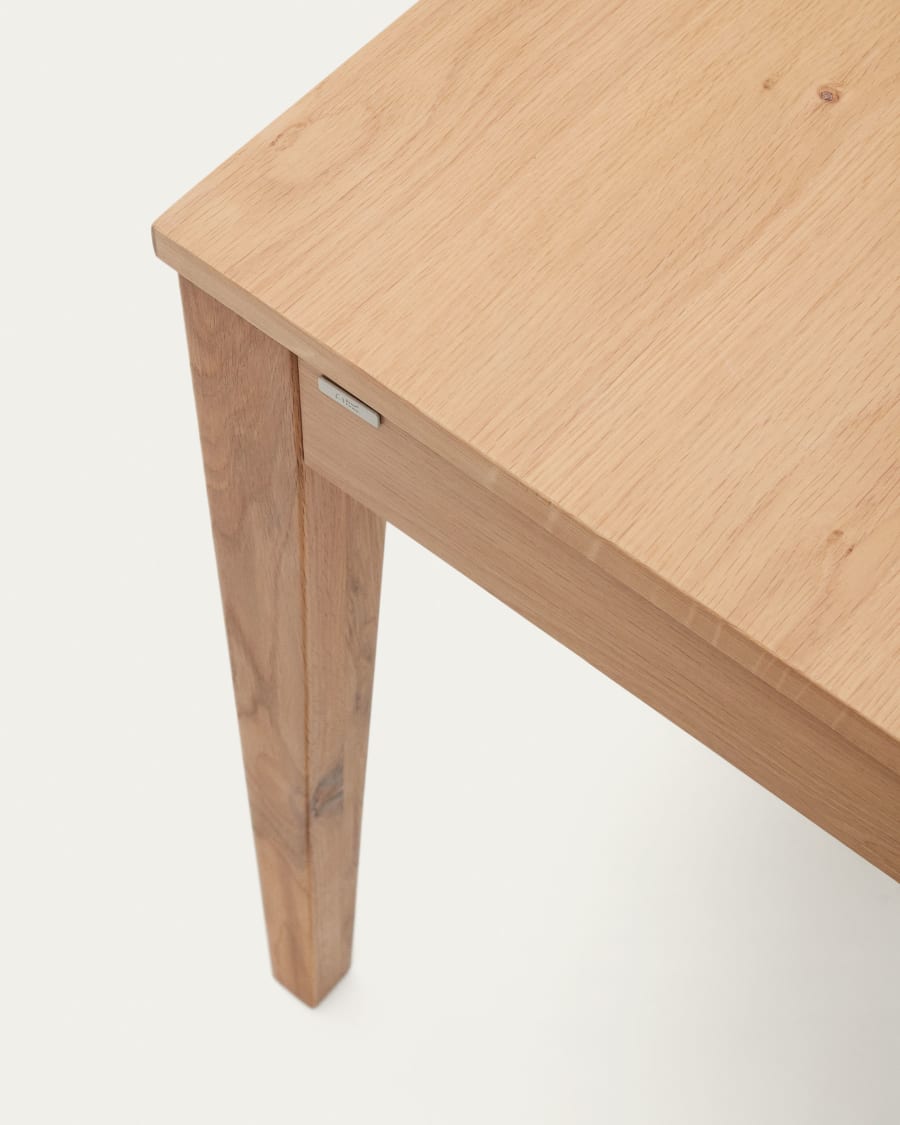Yain extendable table with oak veneer and solid oak, 120 (180) x 80 cm