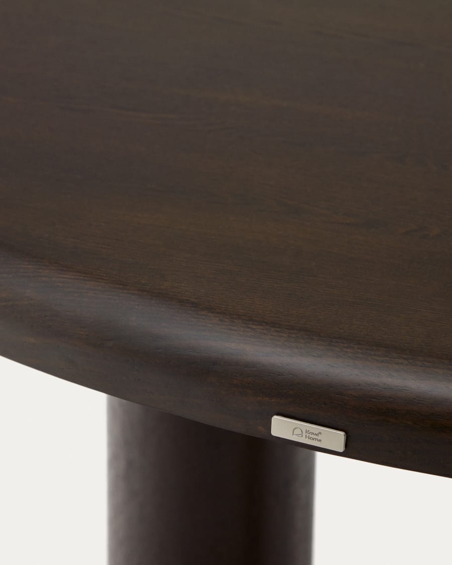 Mailen round table in ash wood veneer with dark finish, Ø 120 cm