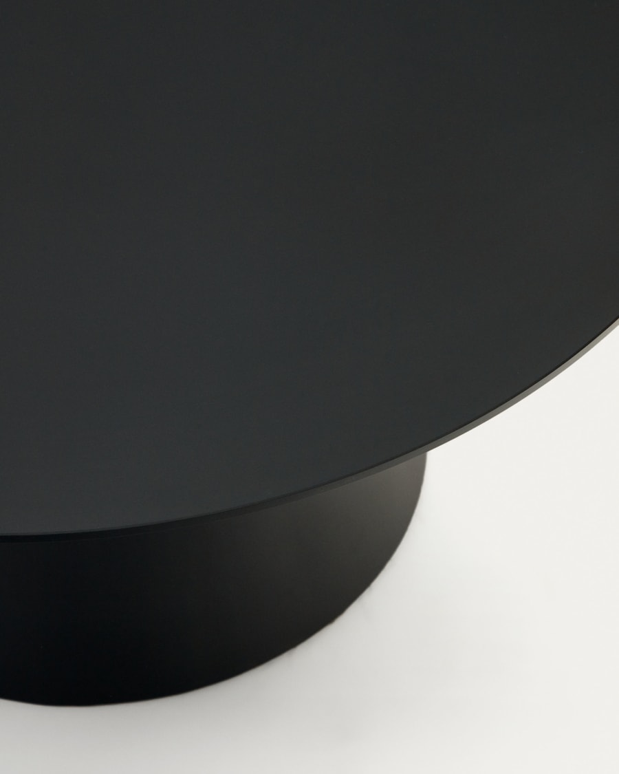 Wilshire tempered glass and metal coffee table with a black finish, Ø 80 cm