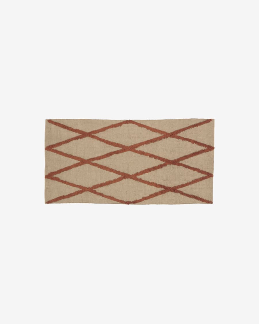 Abena rug in natural and garnet jute and cotton 70 x 140 cm