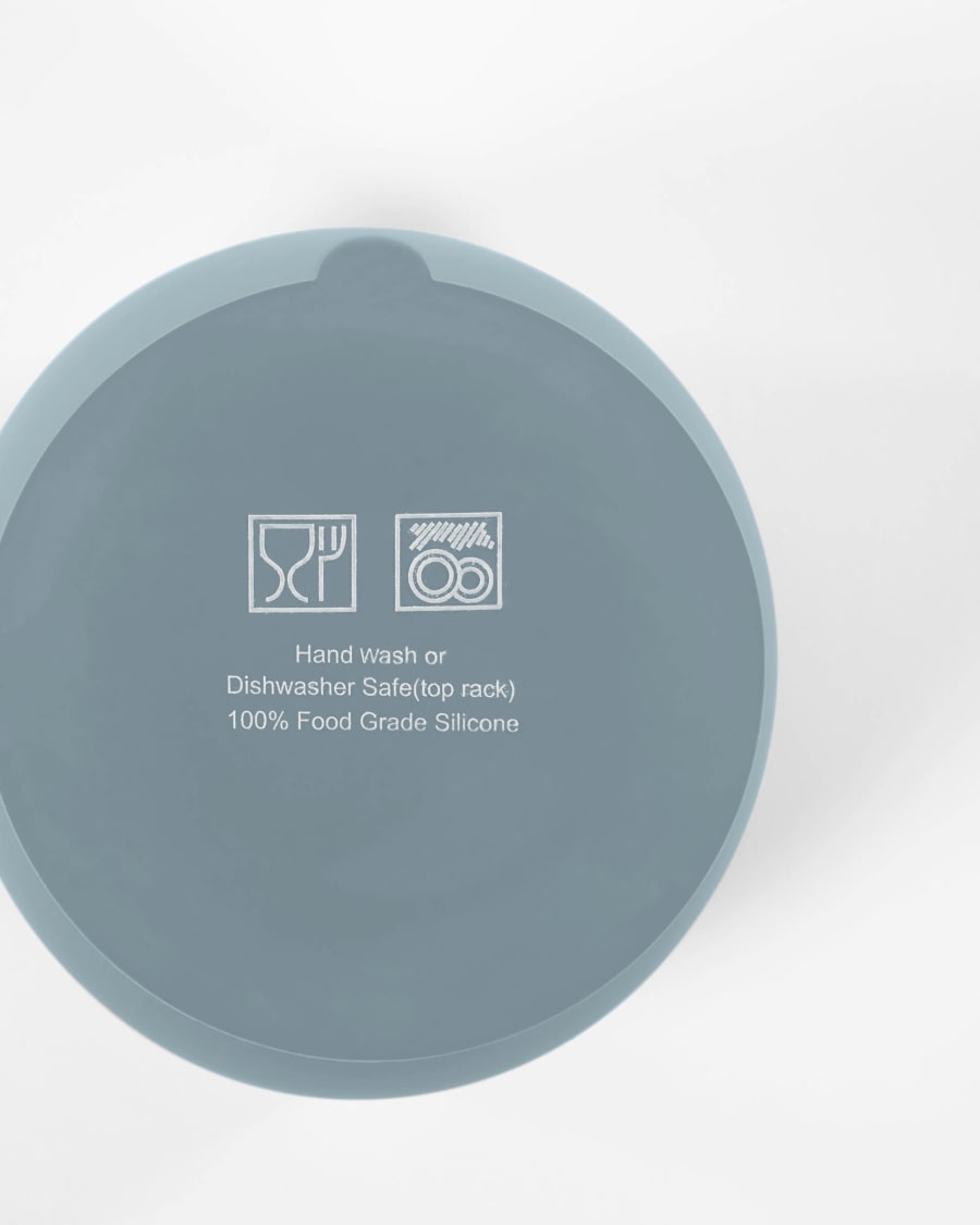 Epiphany spoon and suction bowl set in blue silicone