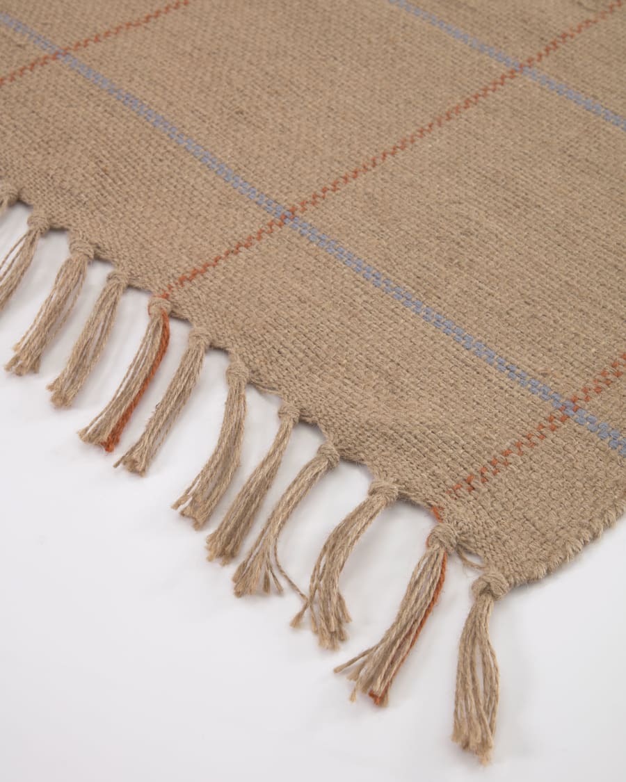 Tappeto Badia natural con righe granata e celesti 70 x 140 cm