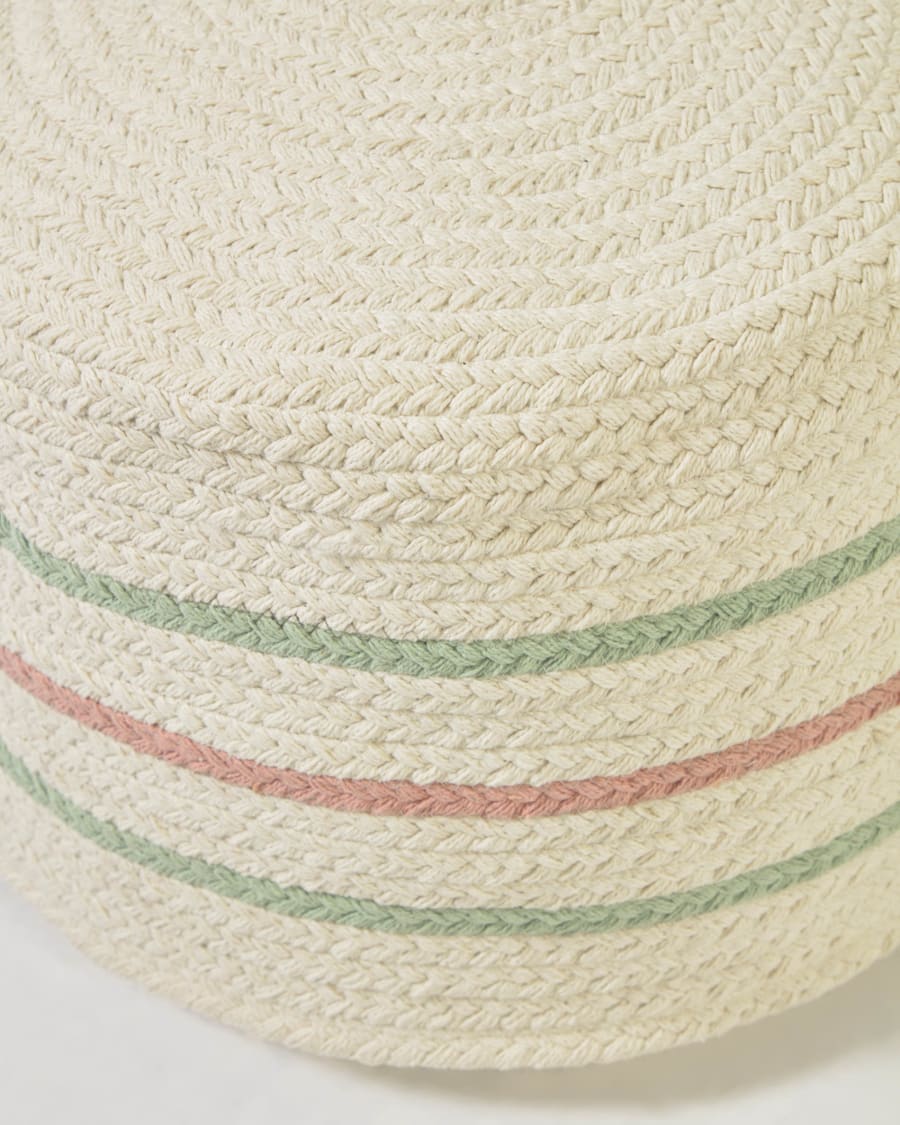 Pouf rotondo Daiana in cotone color beige e multicolor Ø 40 cm