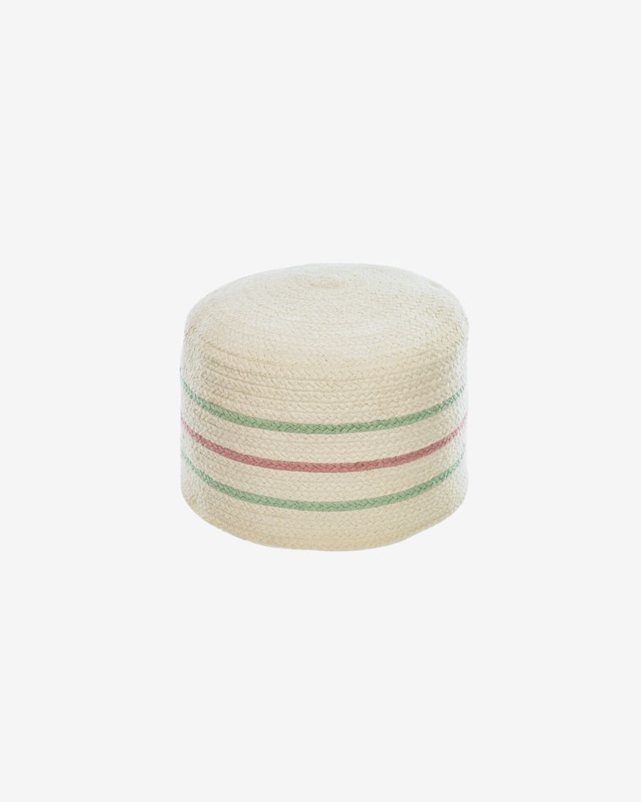 Pouf rotondo Daiana in cotone color beige e multicolor Ø 40 cm
