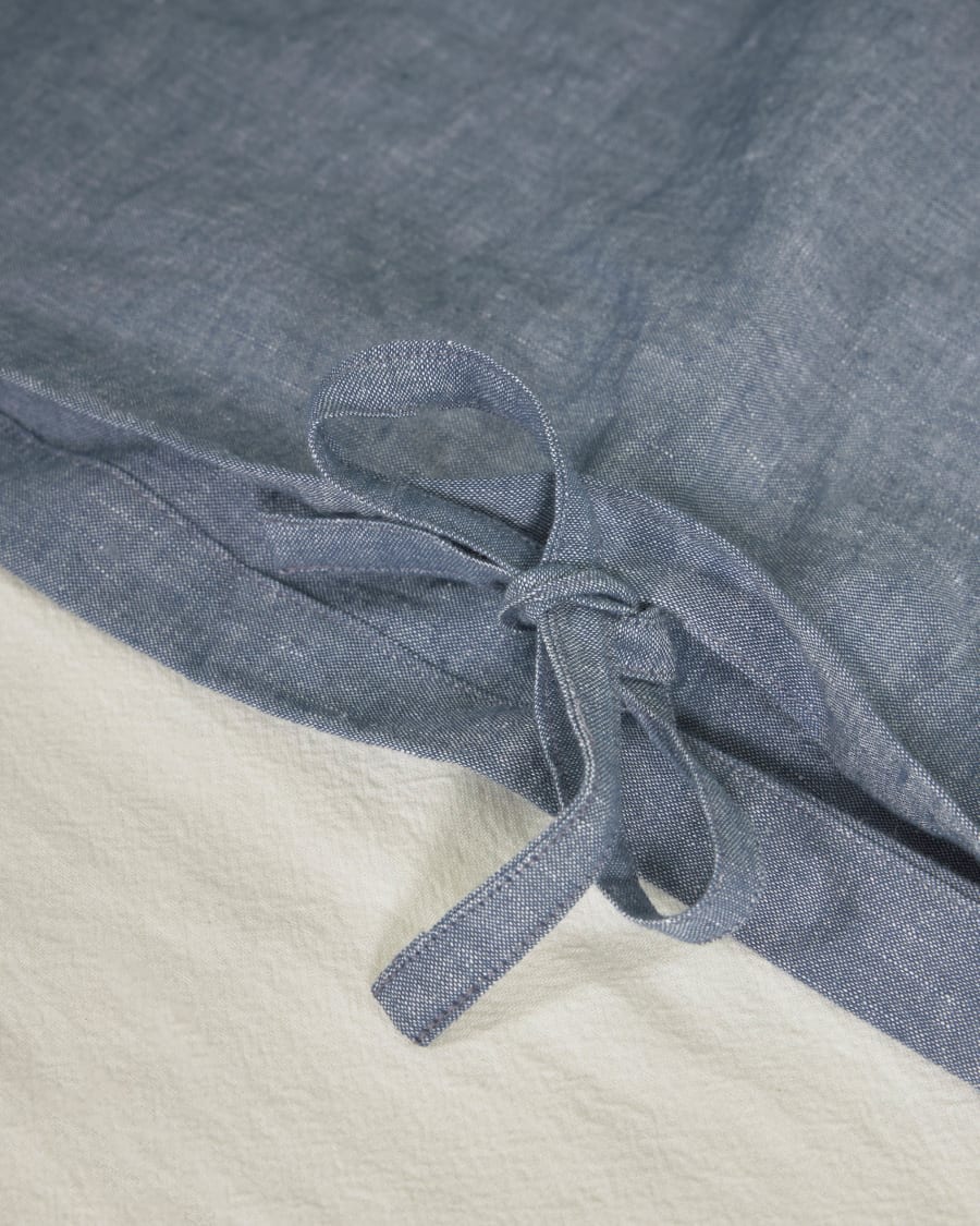 Eglant duvet cover, sheet & pillowcase set in blue GOTS cotton and linen 180 x 200 cm