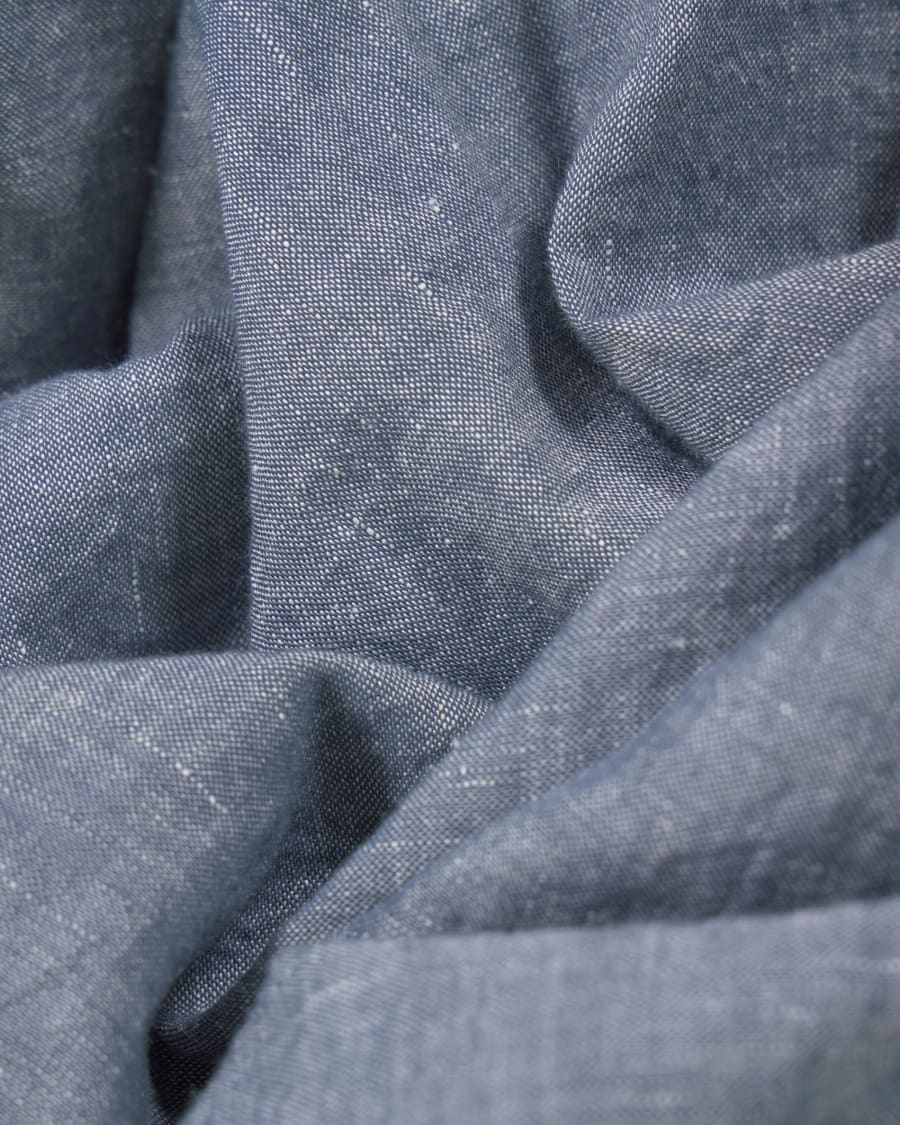Eglant duvet cover, sheet & pillowcase set in blue GOTS cotton and linen 180 x 200 cm