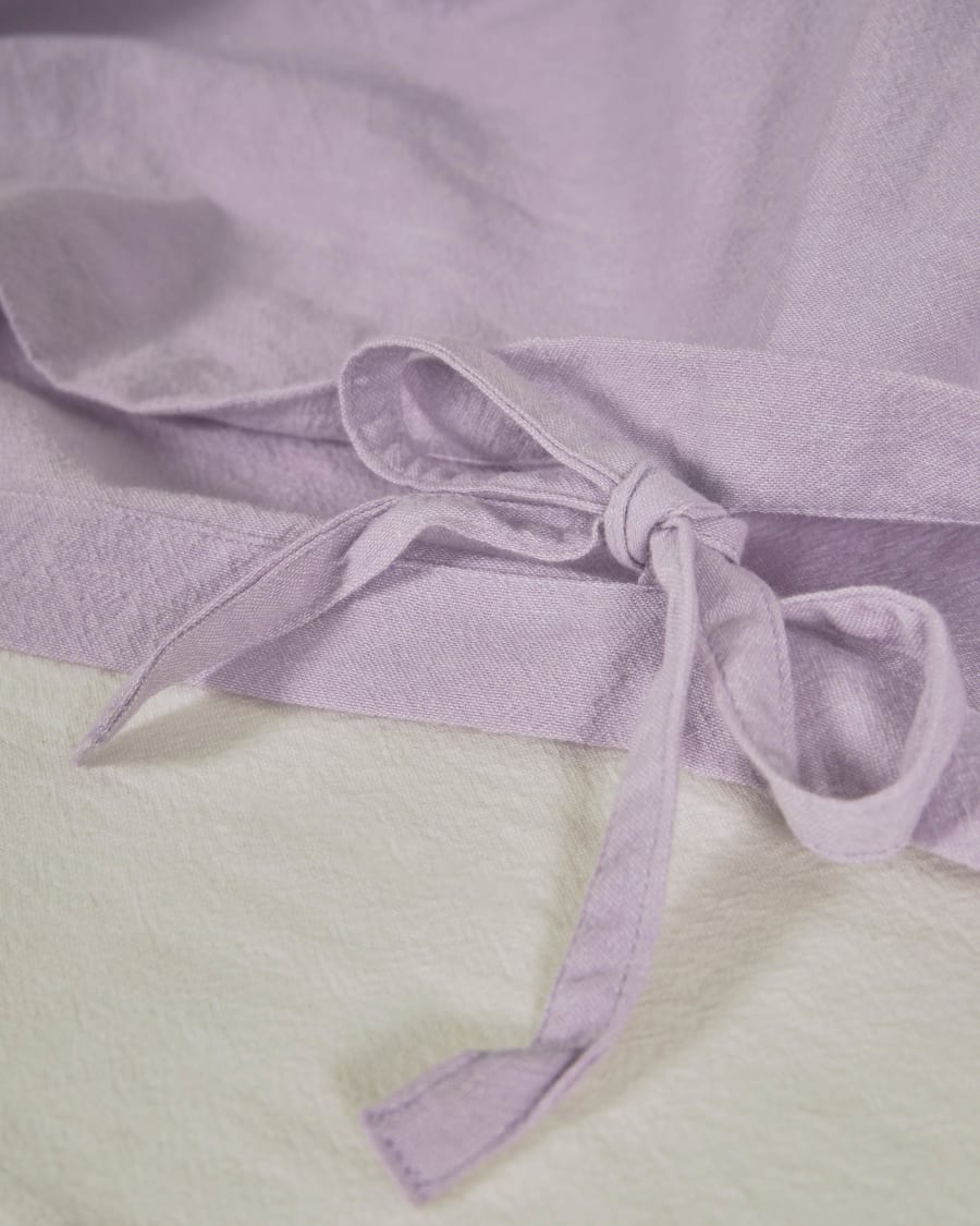 Dileta 100% GOTS cotton duvet cover, fitted sheet, and cushion cover in mauve, 135 x 190 cm