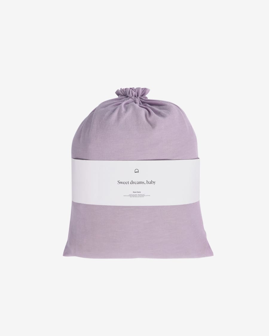 Dileta 100% GOTS cotton duvet cover, fitted sheet, and cushion cover in mauve, 135 x 190 cm