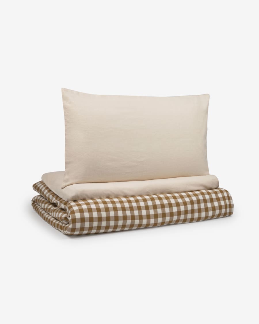 Σετ κλινοσκεπασμάτων Indalina, οργανικό GOTS βαμβακερό, καρό, 60 x 120 εκ